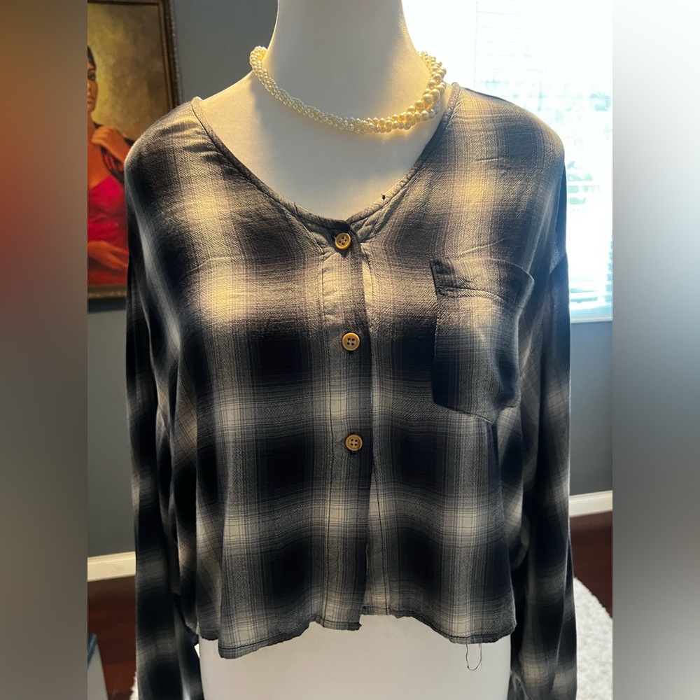 Plaid Button-Up Women's Top in EUC. Size M